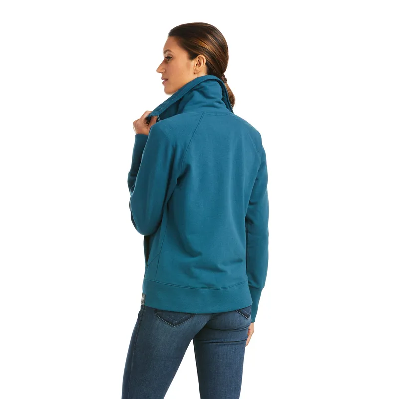 Ariat Team Logo Full Zip Sweatshirt Ladies in Teal-1